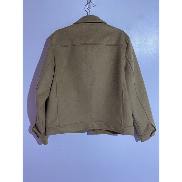 Express Coat Mens Medium Tan Wool Blend Water Resistant Minimalist *Runs Small* - Picture 2 of 7